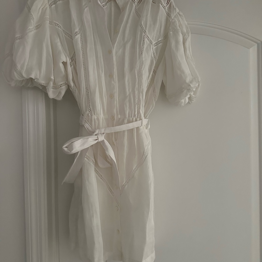 Frame White Lace Button-Up Dress
